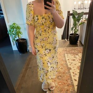 Midi summer dress floral with smoke detail